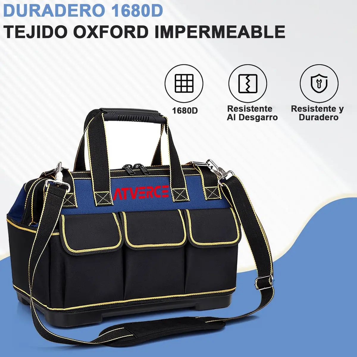 Bolsa de Herramientas 17" de Lona Oxford – 16 Bolsillos y Base PP Reforzada