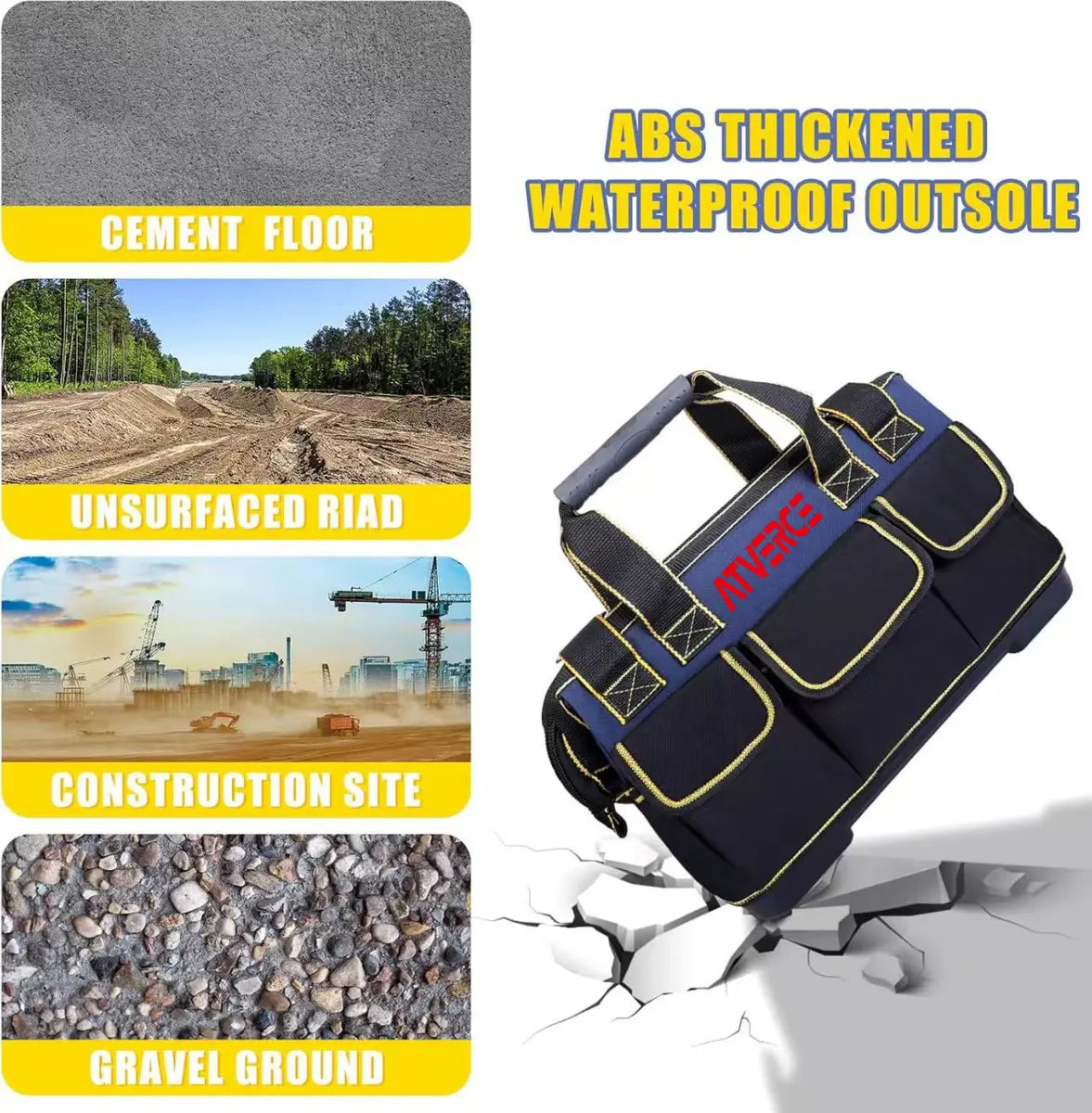 Bolsa de Herramientas 17" de Lona Oxford – 16 Bolsillos y Base PP Reforzada