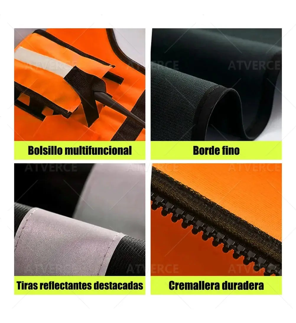 Chaleco Reflectante Alta Visibilidad 360° – Transpirable con Múltiples Bolsillos